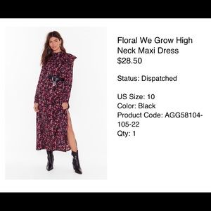 NASTY GAL FLORAL MAXI DRESS NEVER WORN